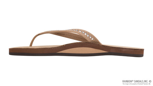 Crystal Collection - Single Layer Arch Support Leather 1/2" Narrow Strap with Crystals