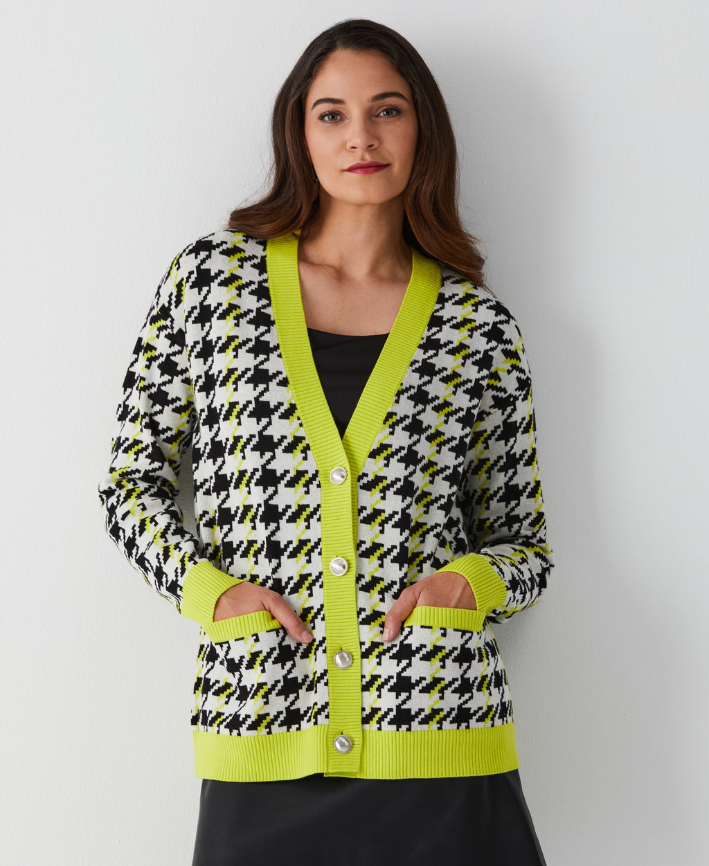Houndstooth Relaxed Cardigan (Sulphur Spring) 
