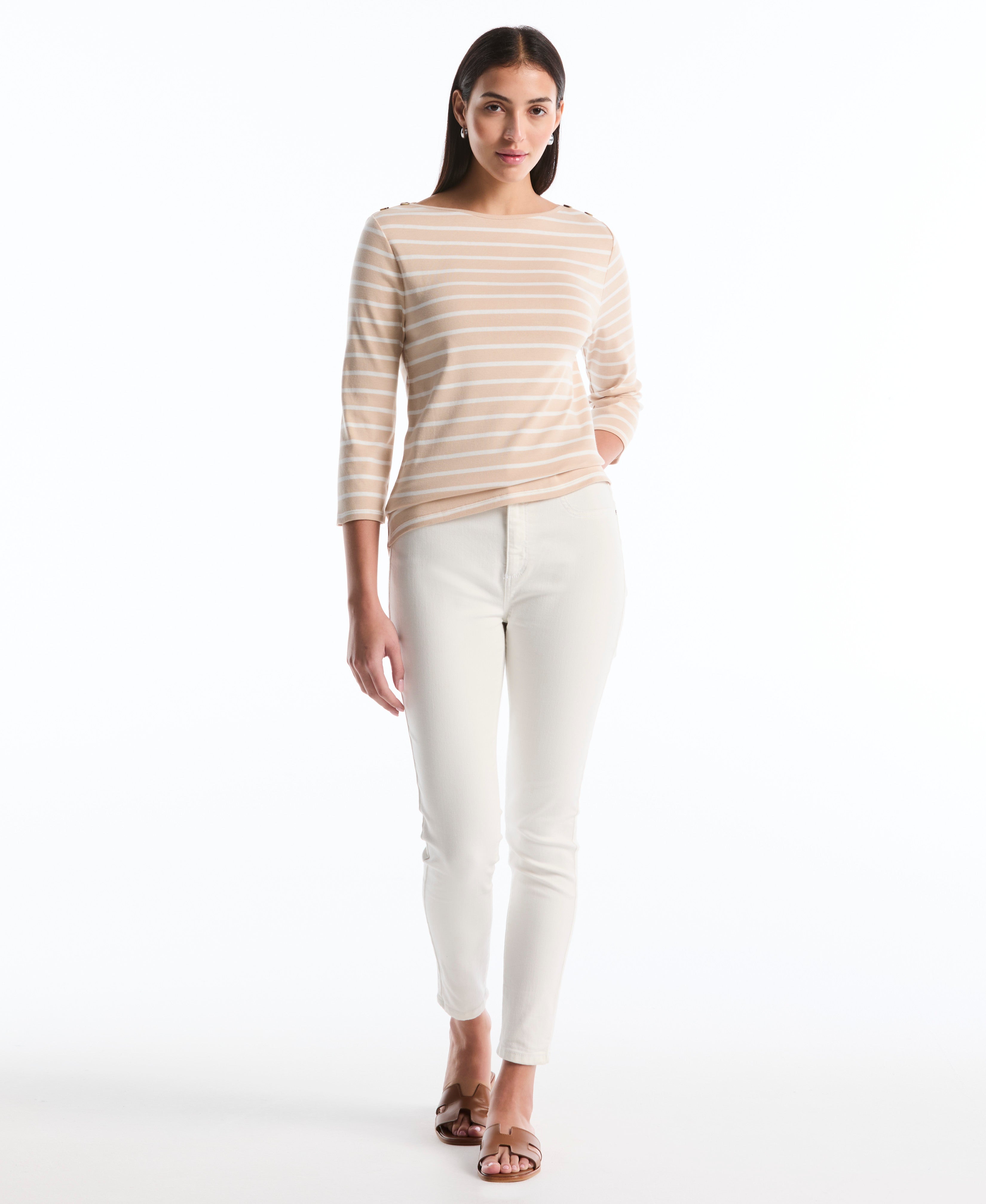 Stripe Button Detail Top