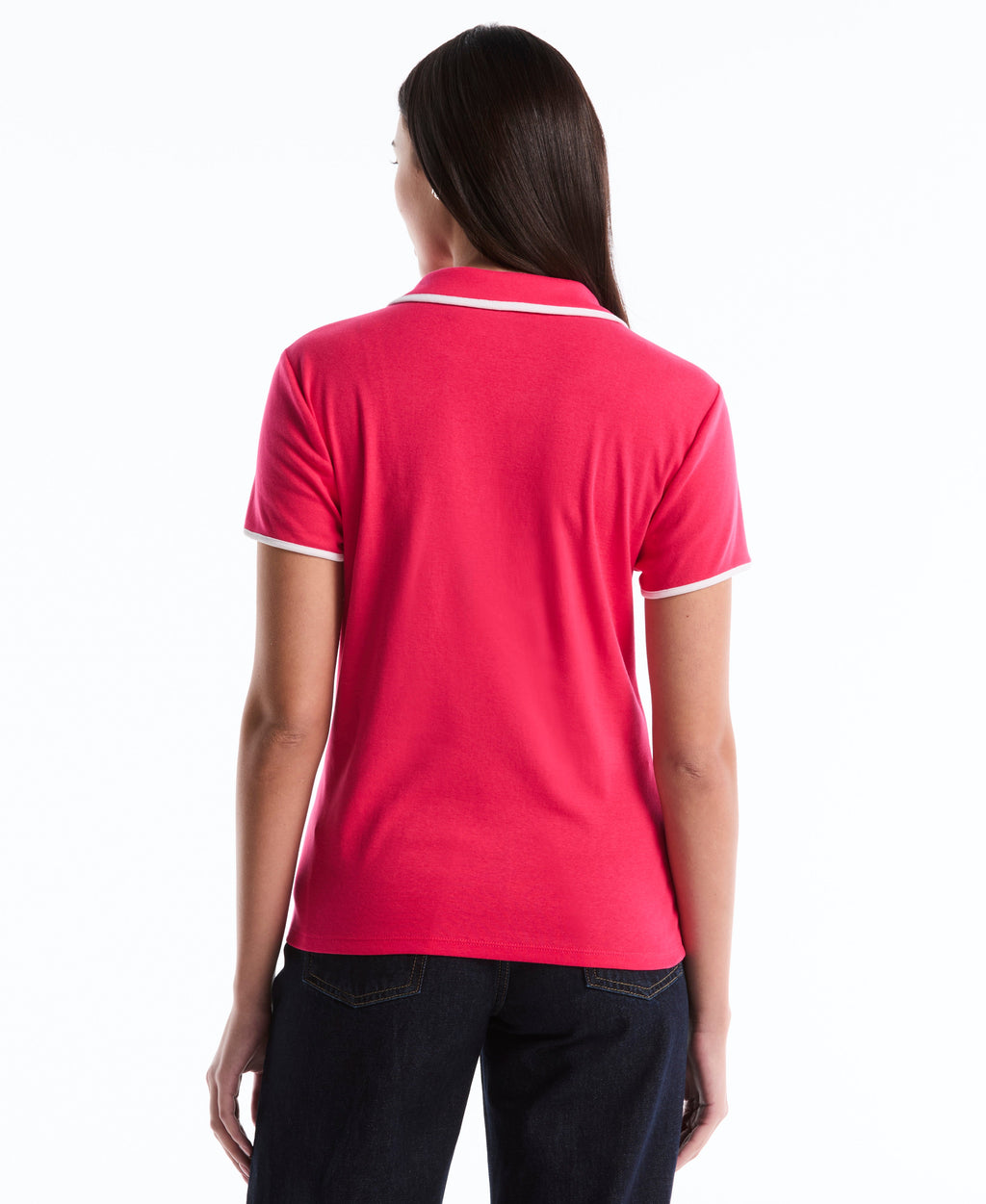 Contrast Trim Johnny Collar Polo