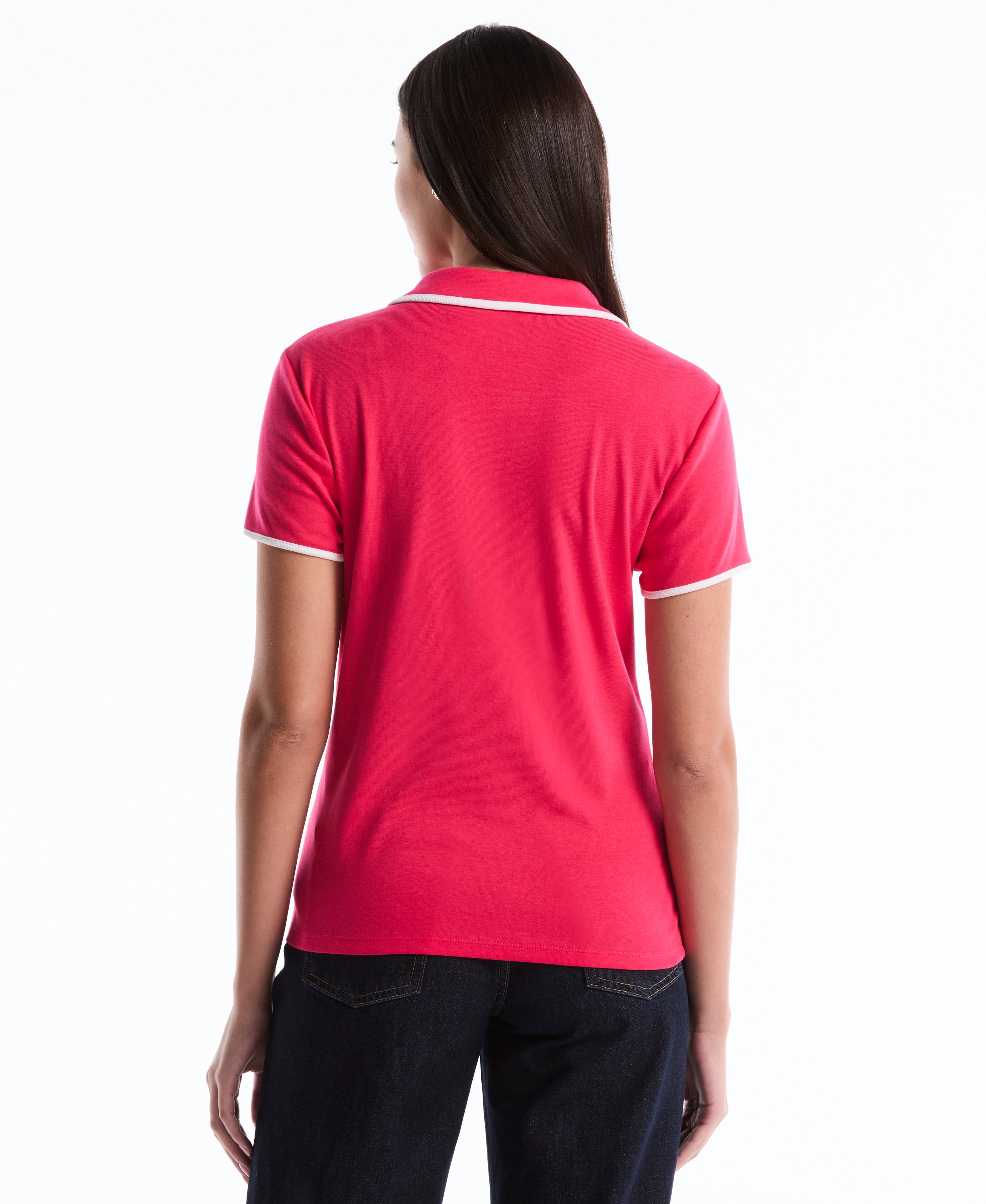 Contrast Trim Johnny Collar Polo