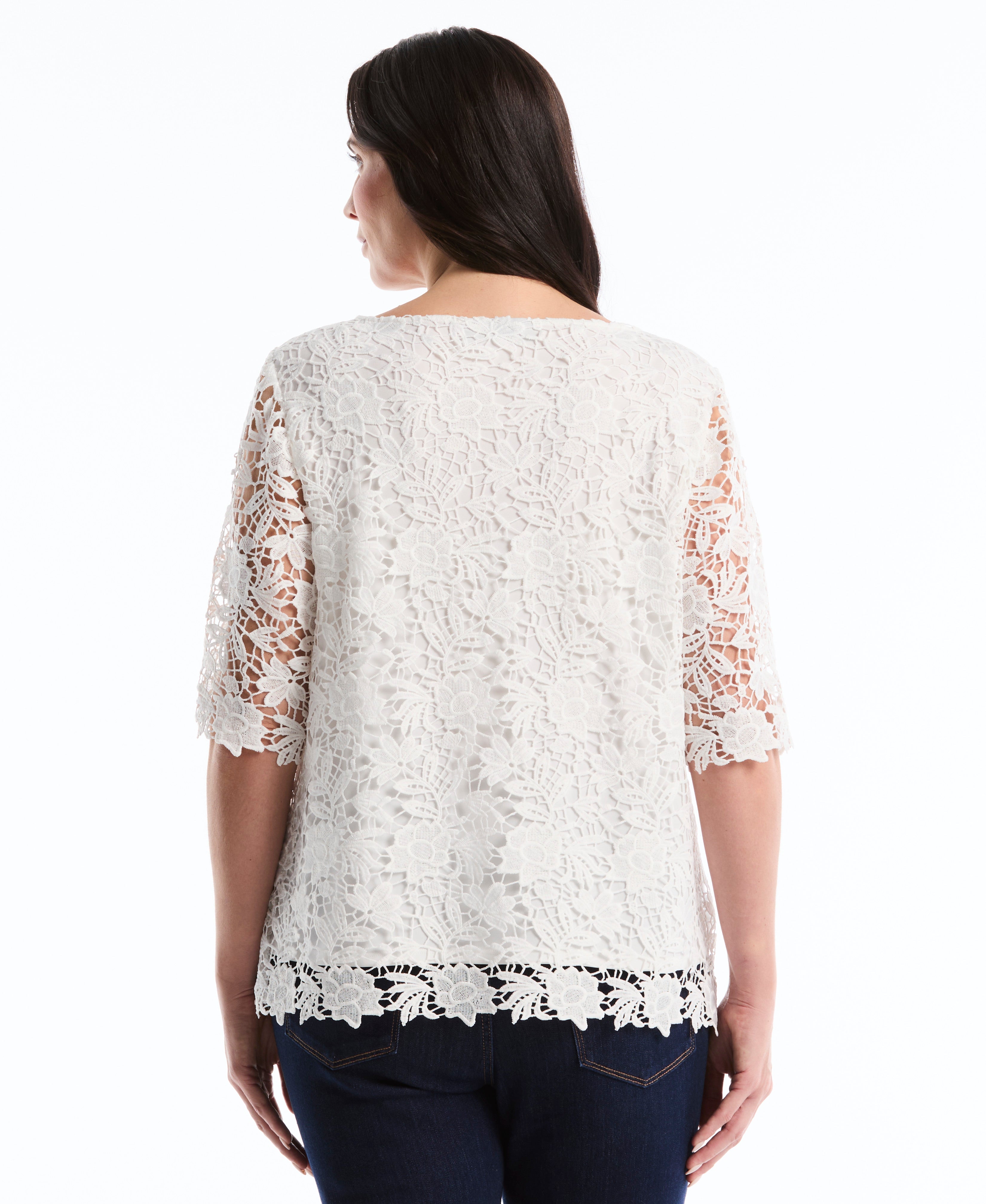 Plus Size Scalloped Lace Top
