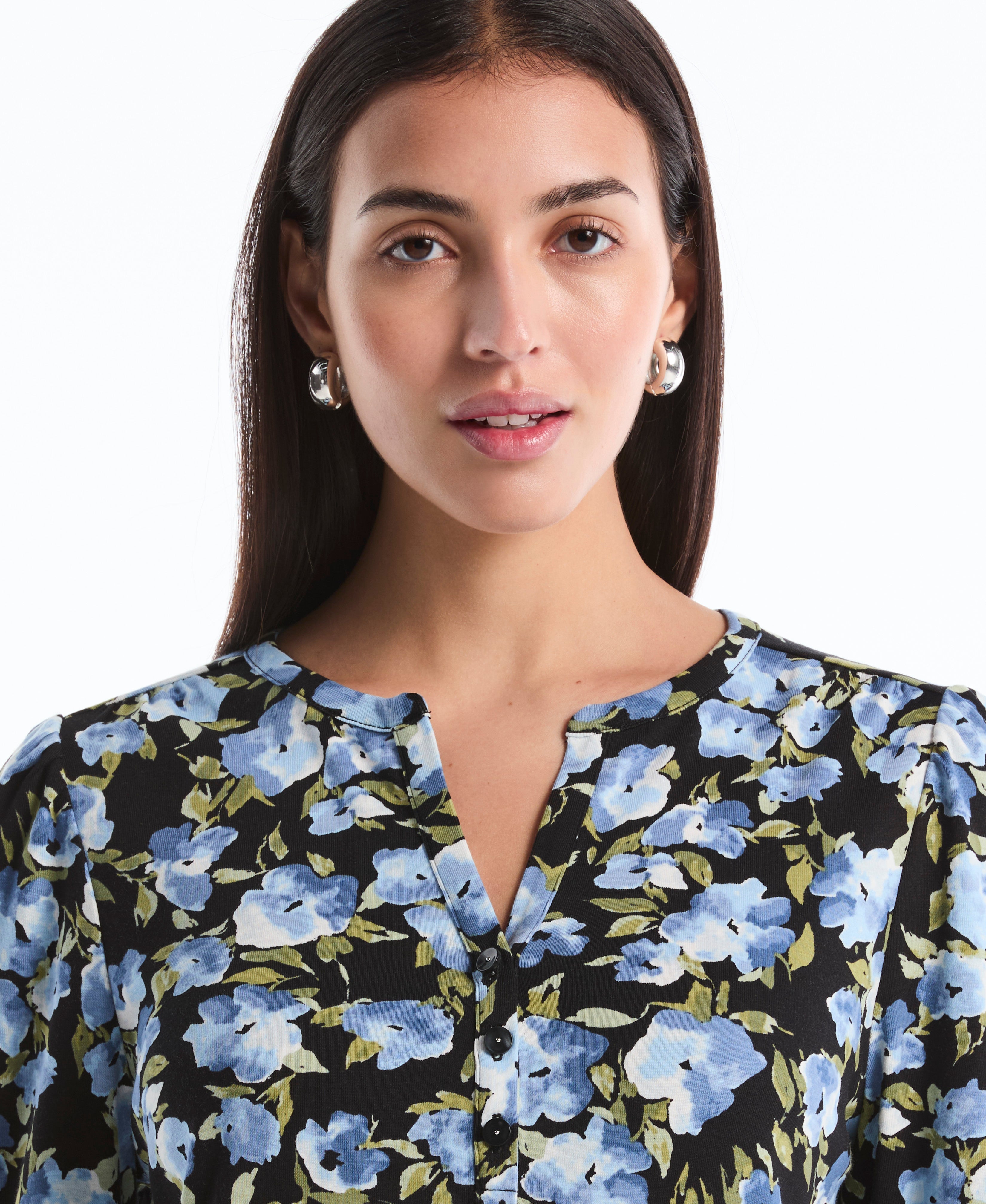 Floral Print Shirred Top