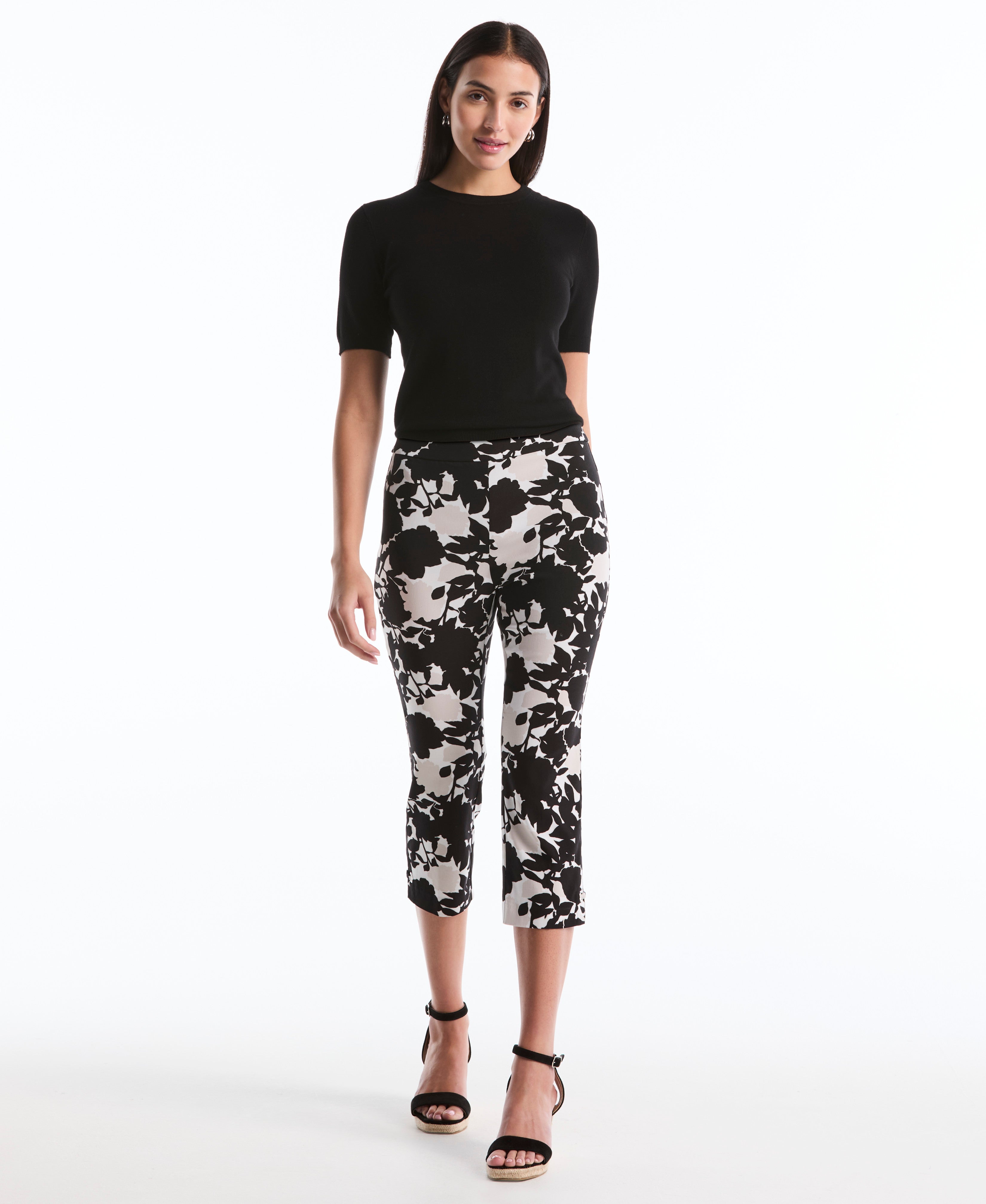 Floral Print Capri With Riveted Vent