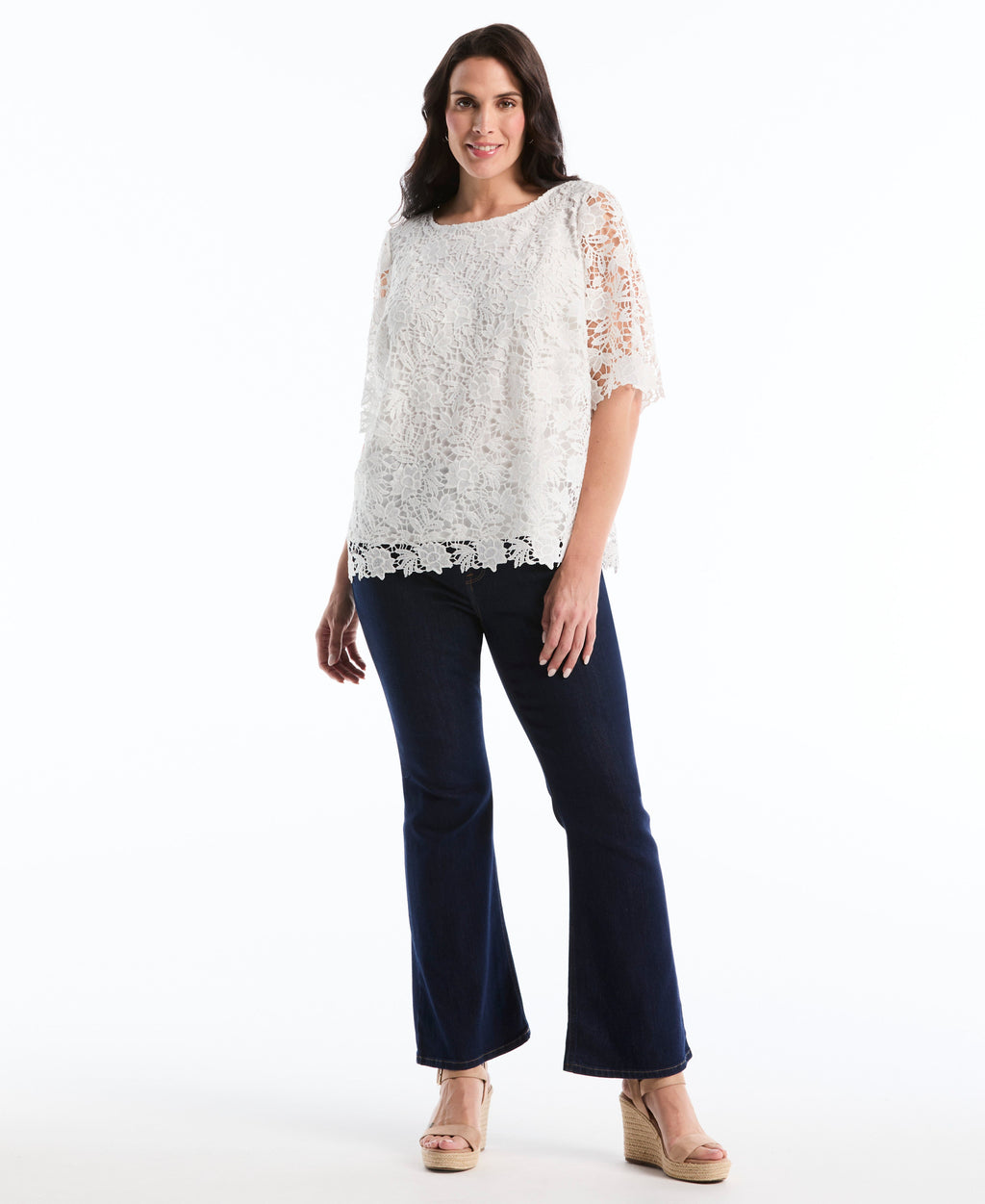 Plus Size Scalloped Lace Top