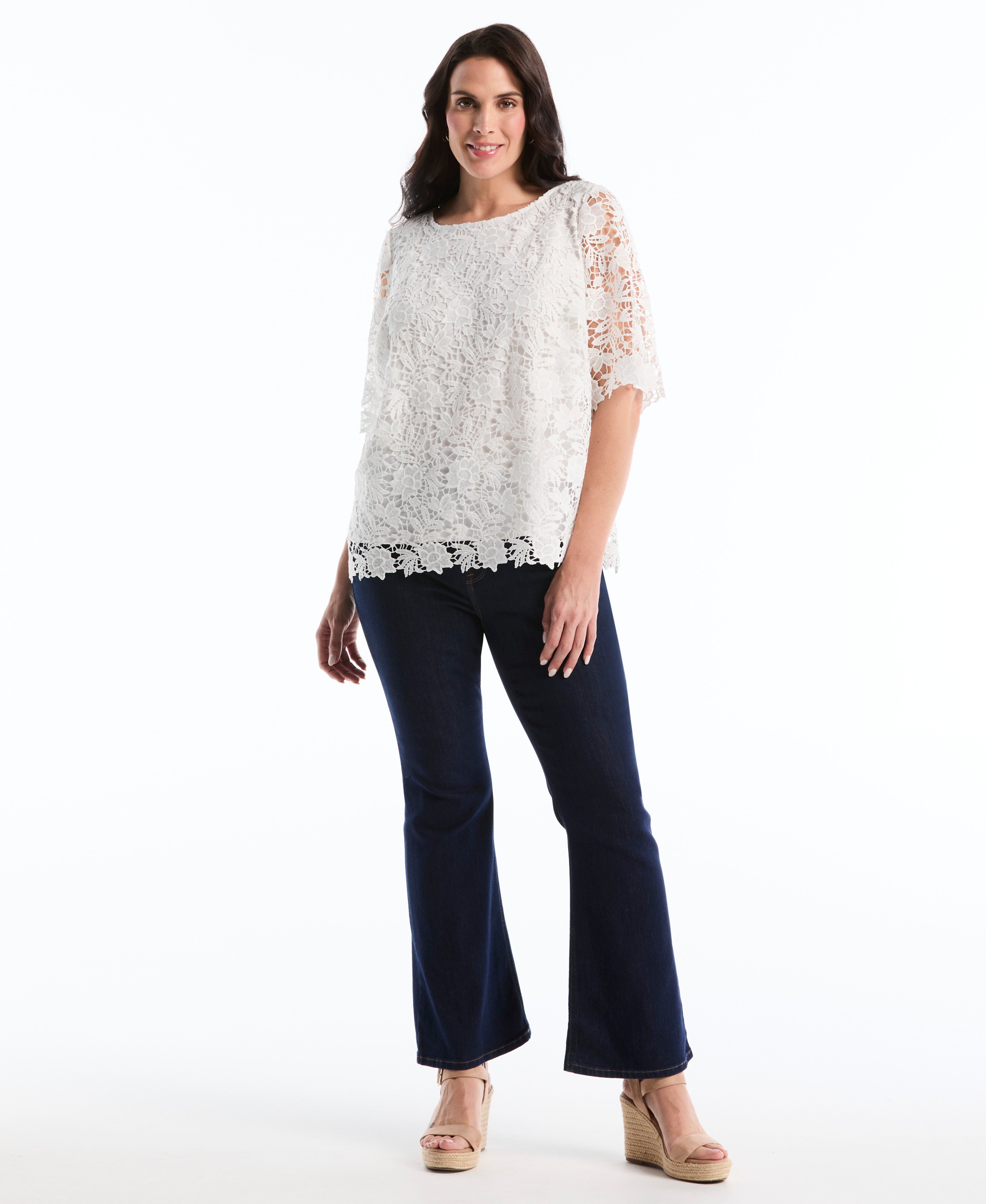 Plus Size Scalloped Lace Top