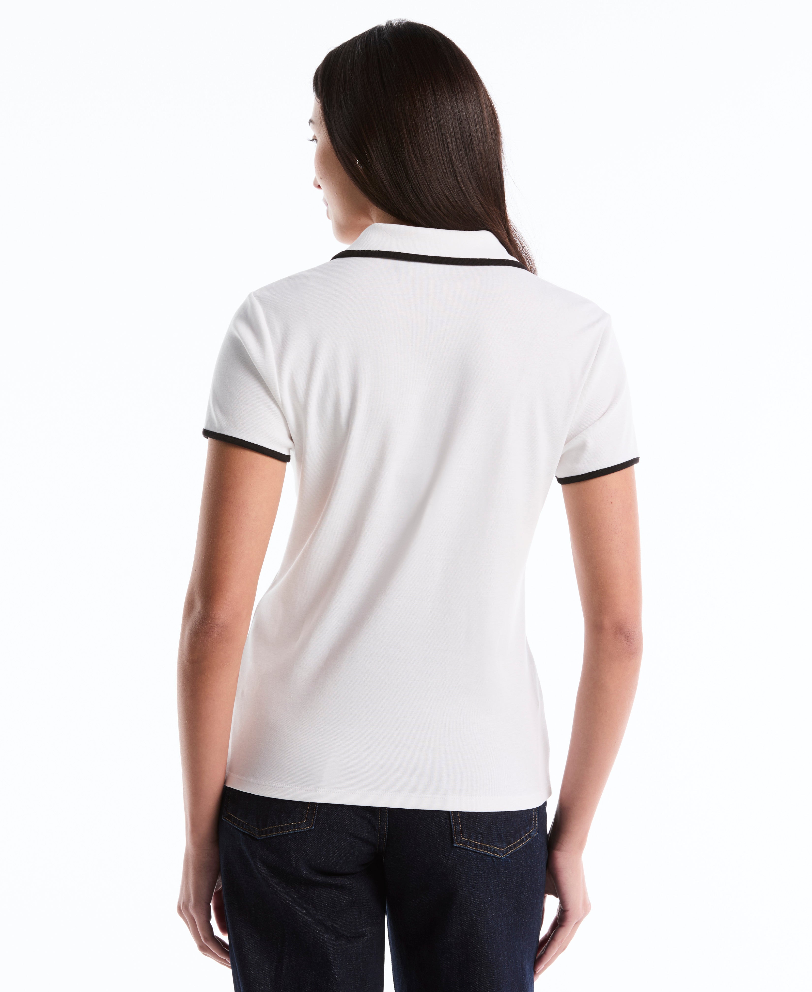 Contrast Trim Johnny Collar Polo