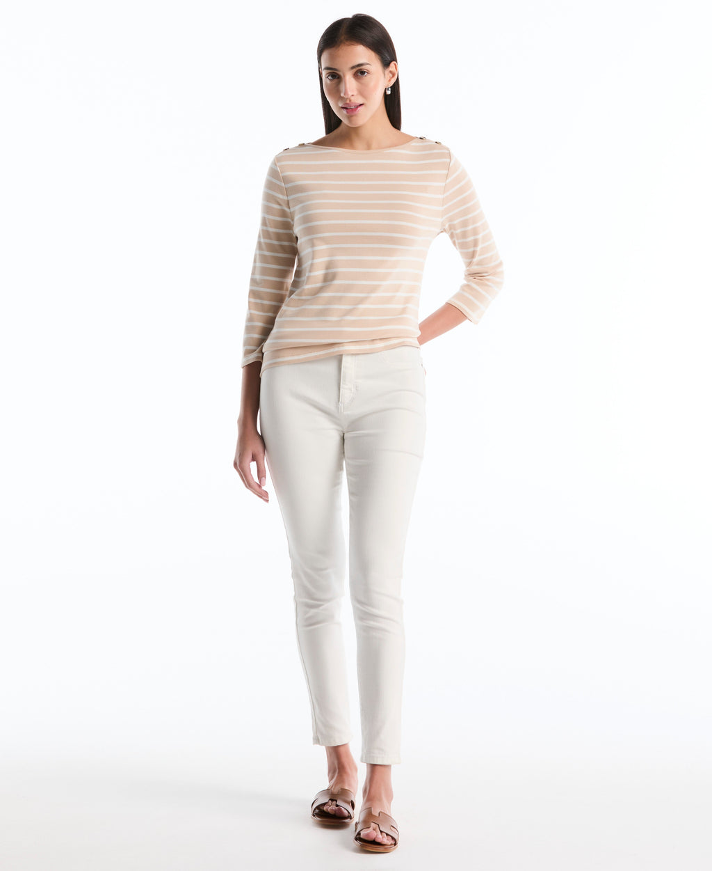 Stripe Button Detail Top
