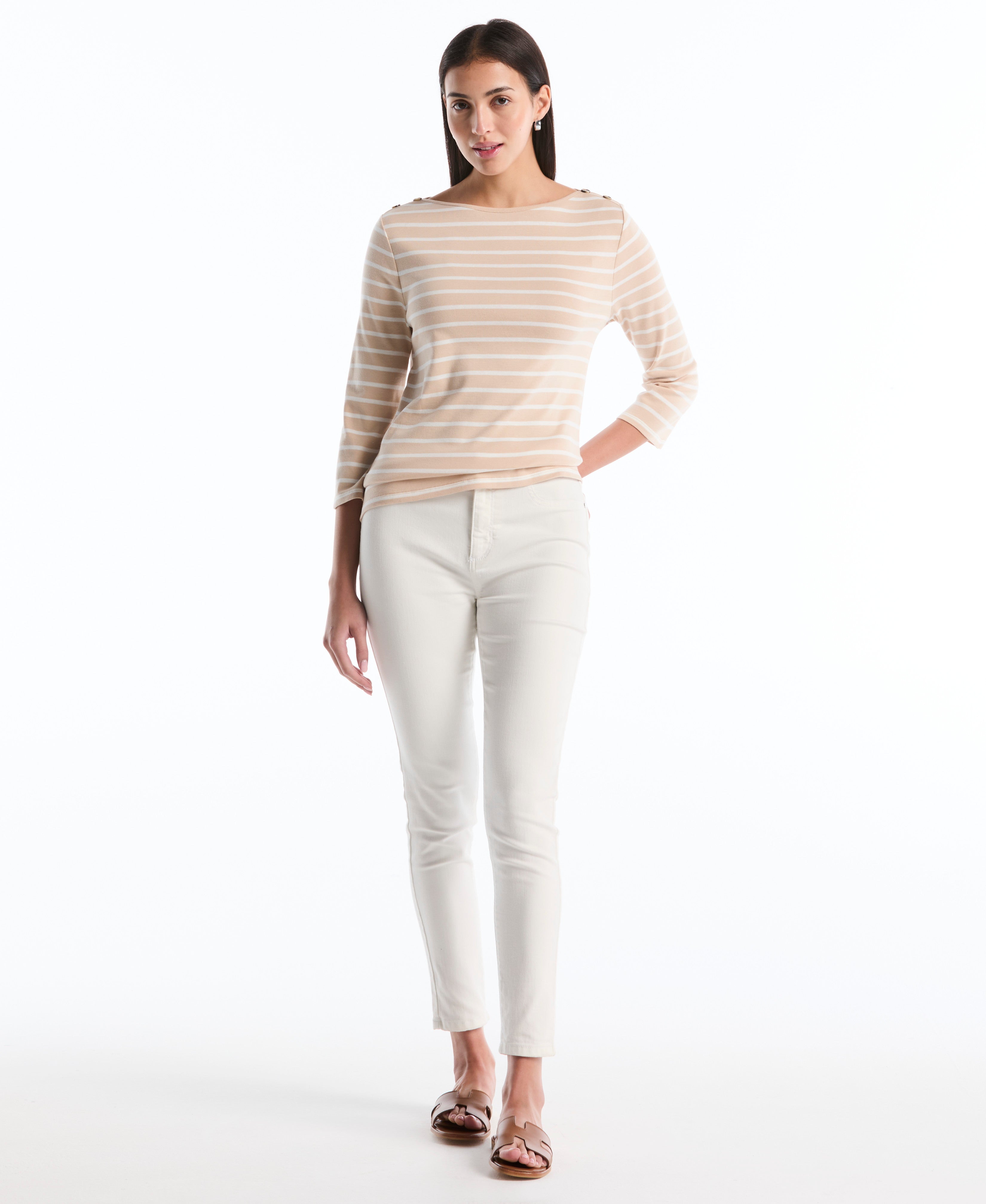 Stripe Button Detail Top