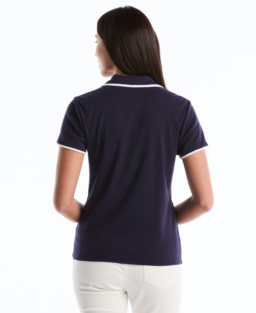 Contrast Trim Johnny Collar Polo