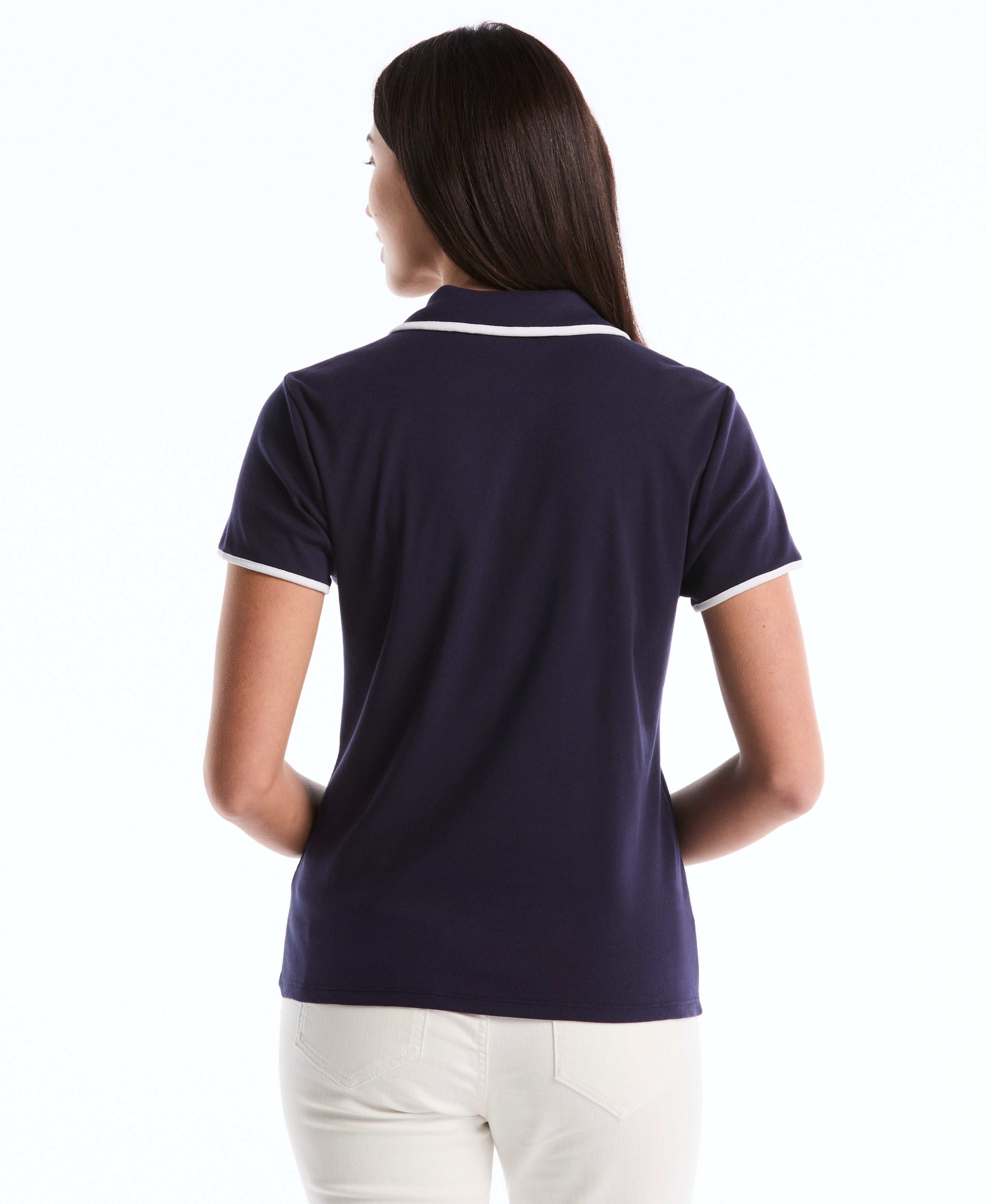 Contrast Trim Johnny Collar Polo