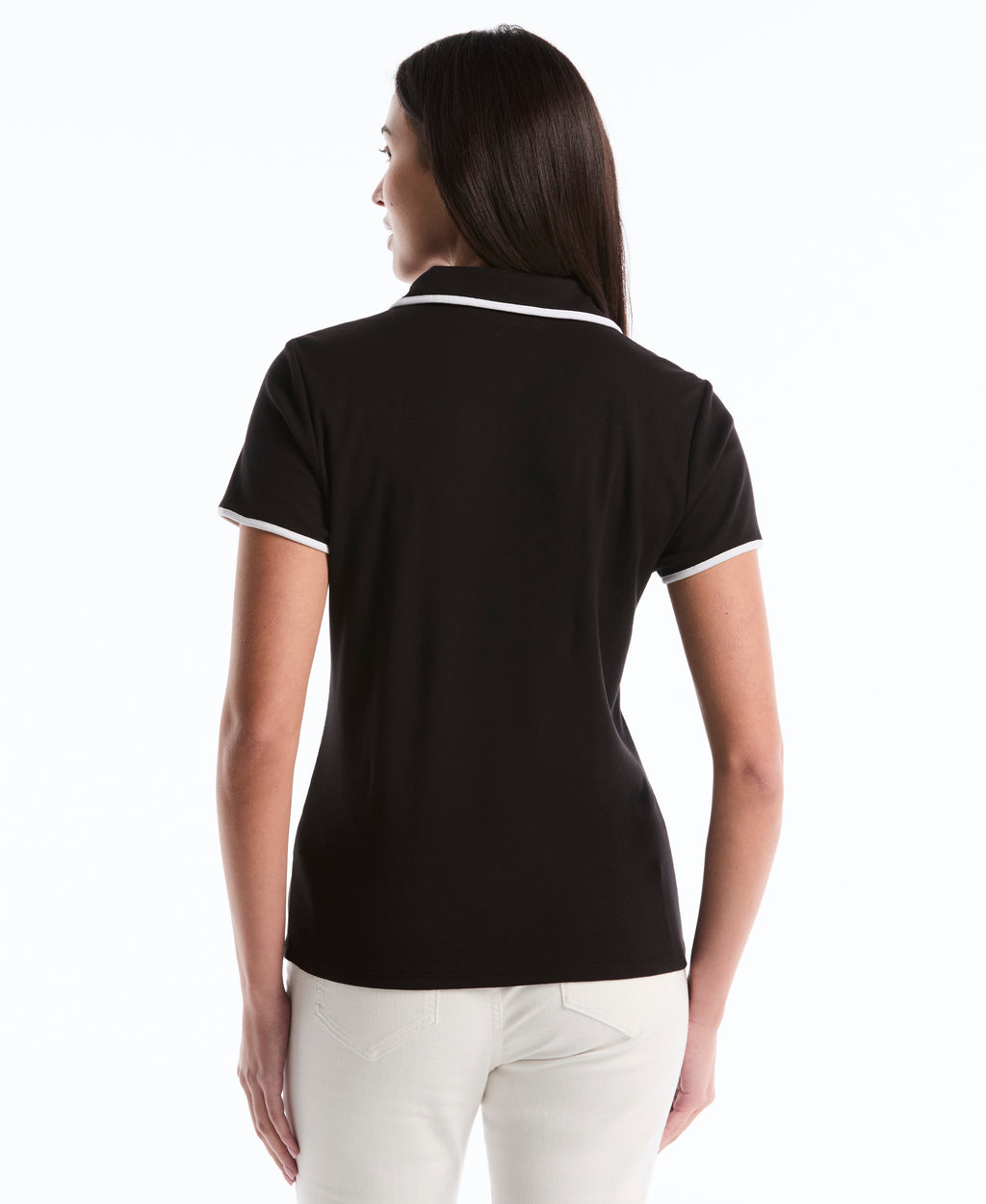 Contrast Trim Johnny Collar Polo