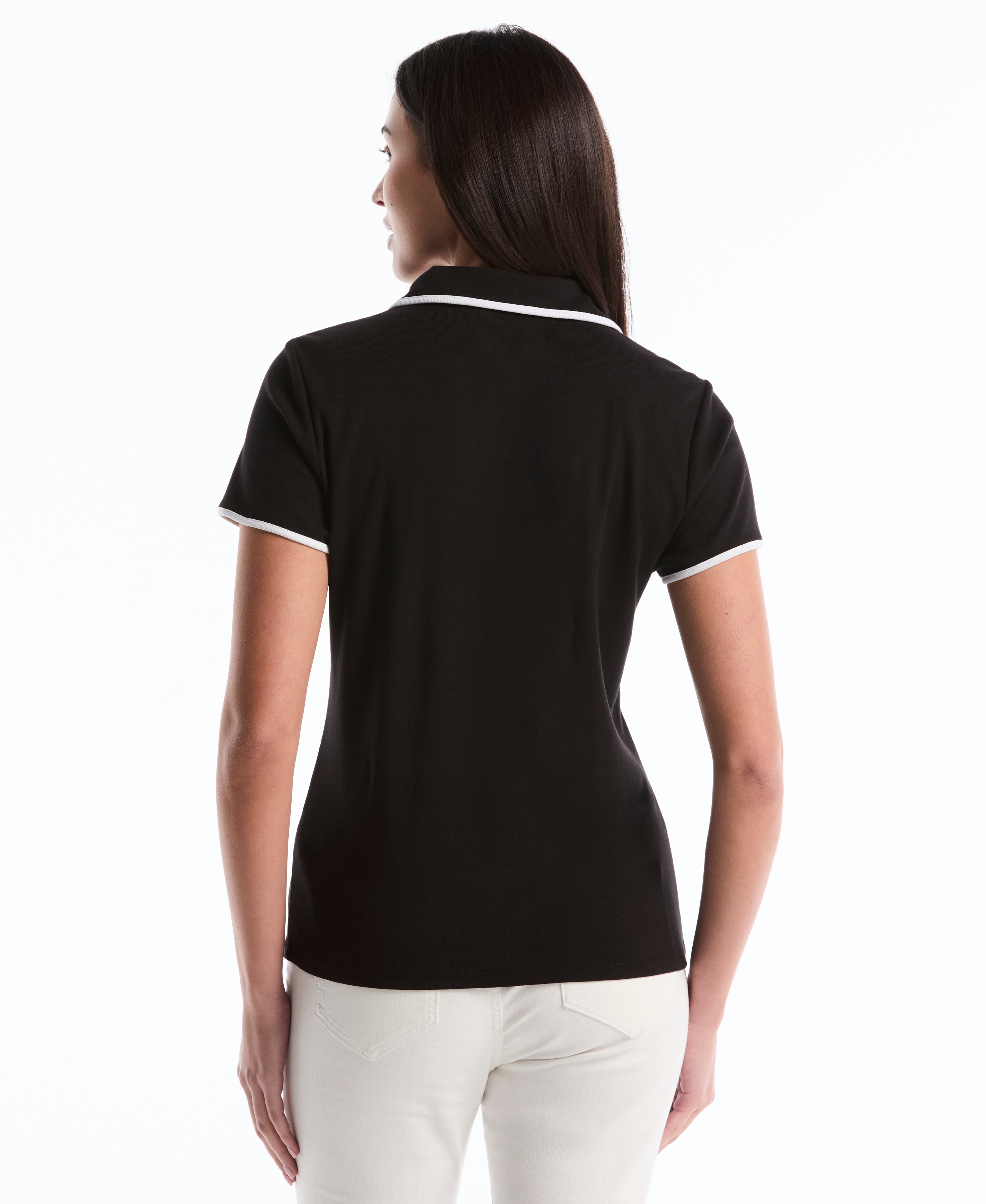 Contrast Trim Johnny Collar Polo