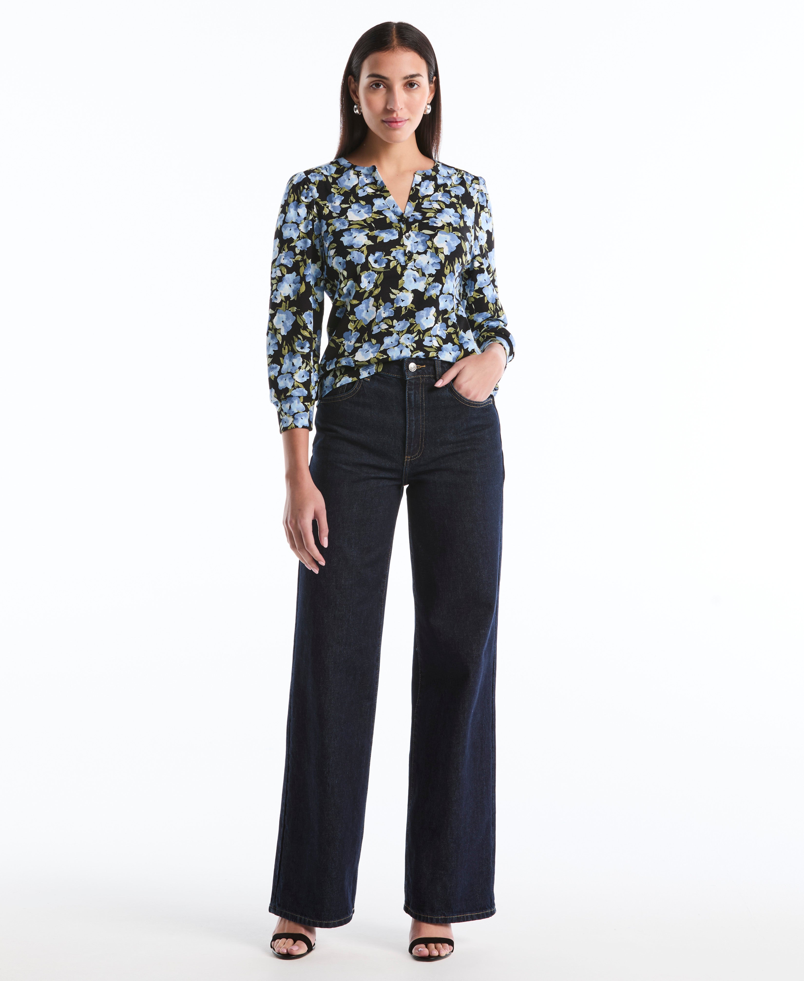 Floral Print Shirred Top